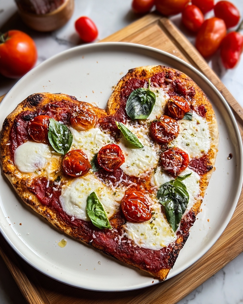 Heart-Shaped Pizza with Marinara, Mozzarella, and Assorted Toppings Recipe - Recipe Image