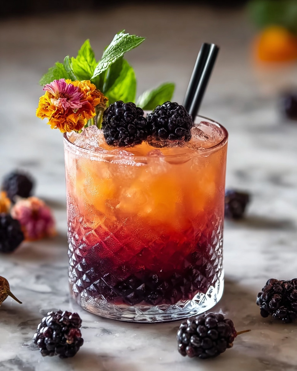 Halloween Mocktail with Kombucha and Blackberries Recipe - Recipe Image
