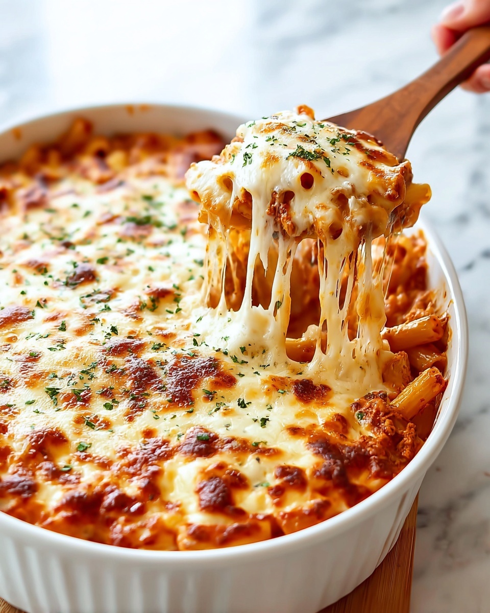 Homemade Chicken Parmesan Baked Ziti Casserole Recipe - Recipe Image