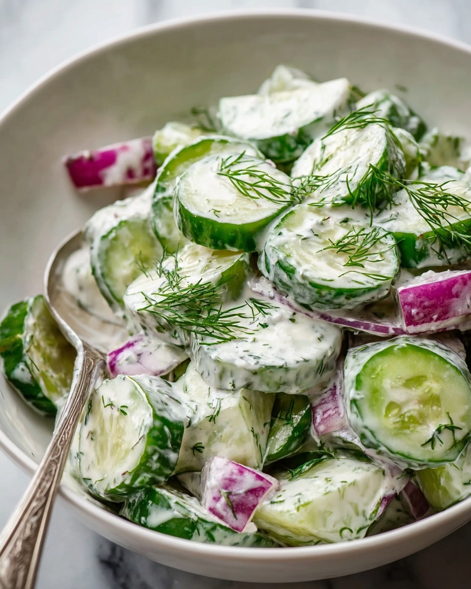 Creamy Fresh Cucumber Salad Recipe - Recipe Image