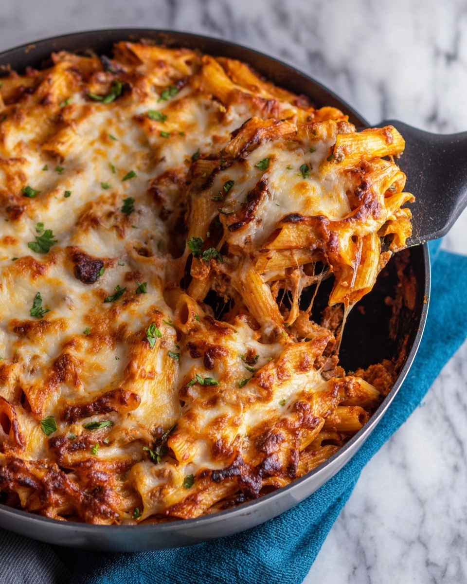 Skillet Baked Cheesy Bacon Penne Recipe - Recipe Image