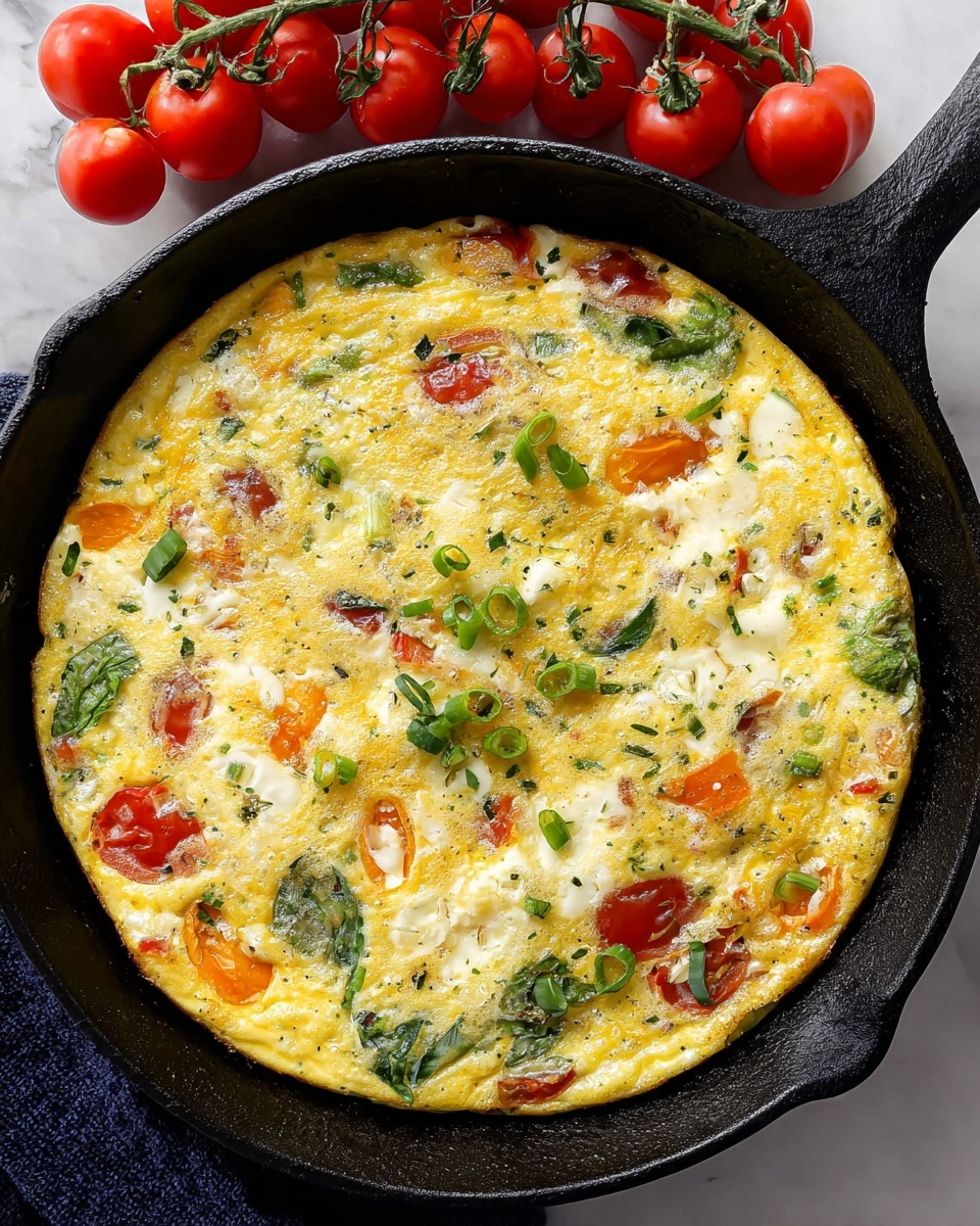 Easy Frittata with Cherry Tomatoes, Bell Peppers, and Mozzarella Recipe - Recipe Image