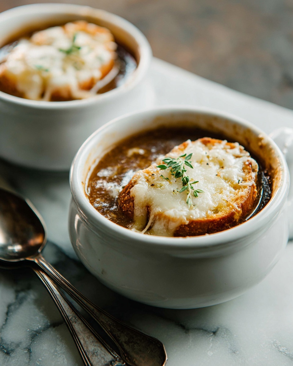 French Onion Soup with Baguette and Gruyère Recipe - Recipe Image