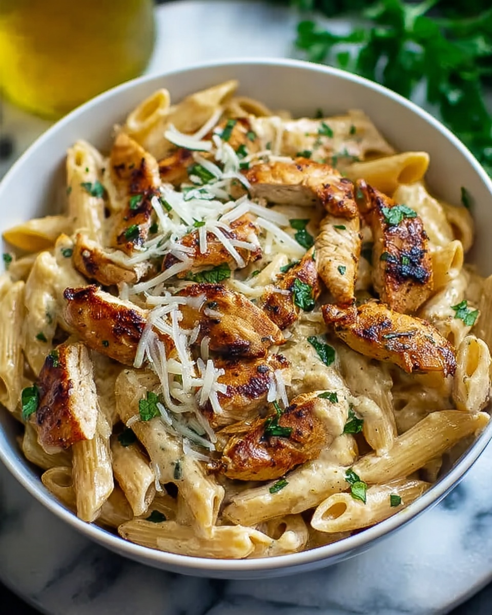 Flavor-Packed and Guilt-Free Healthy Garlic Parmesan Chicken Pasta Recipe - Recipe Image