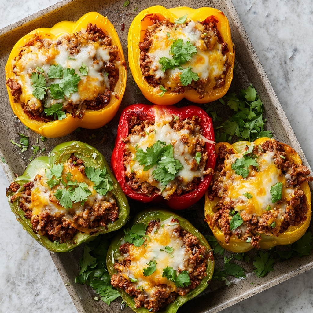 Stuffed Bell Peppers with Cauliflower Rice and Cheddar Recipe - Recipe Image