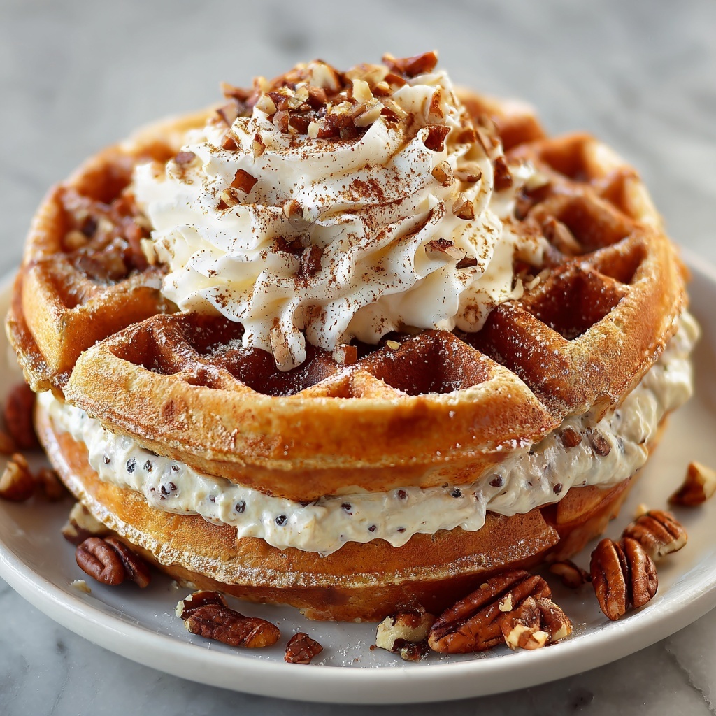 Maple Pecan Cream Cheese Waffles Recipe - Recipe Image