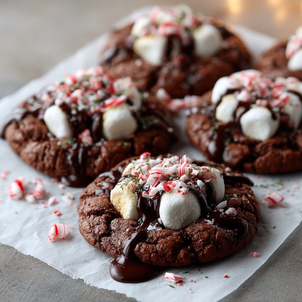Chocolate Peppermint Marshmallow Cookies Recipe - Recipe Image