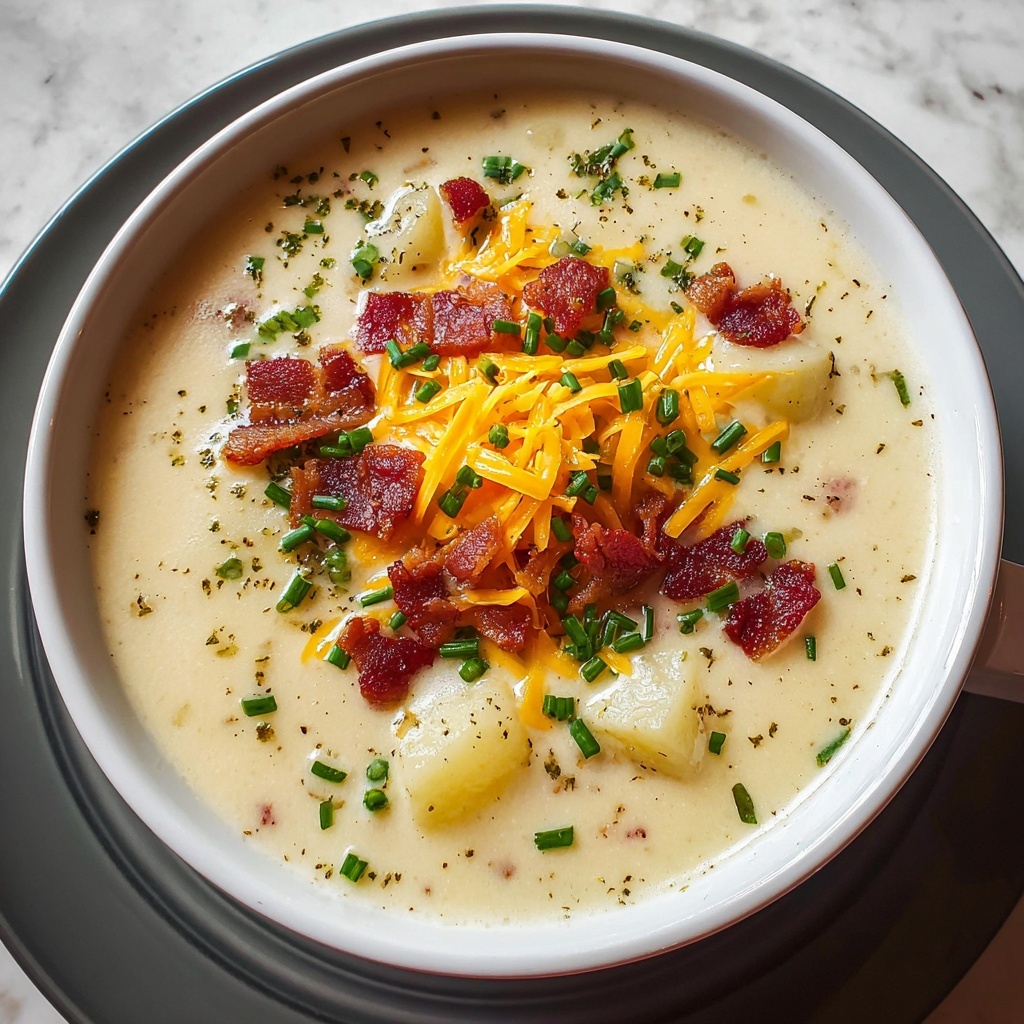 Creamy Potato Soup with Cheddar, Bacon, and Green Onions Recipe - Recipe Image