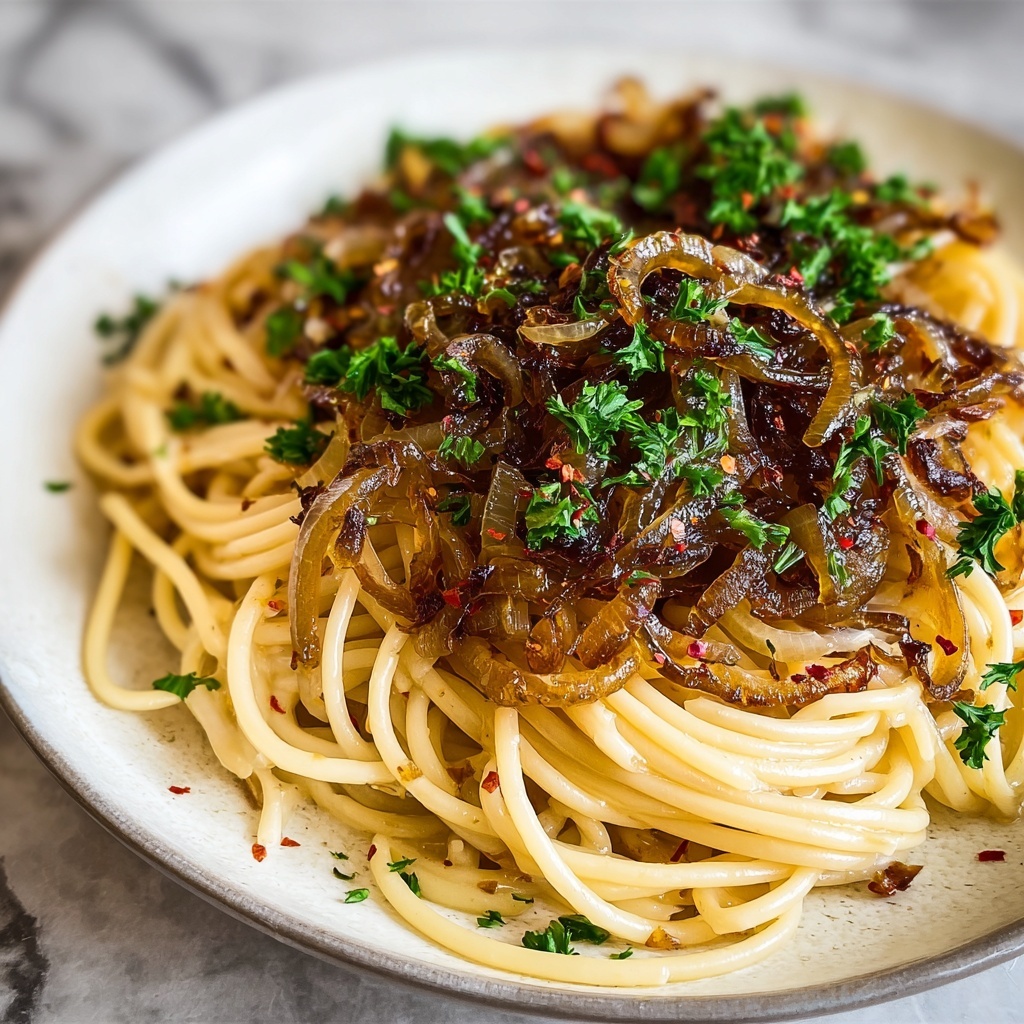 Vegan Caramelized Onion Pasta Recipe - Recipe Image