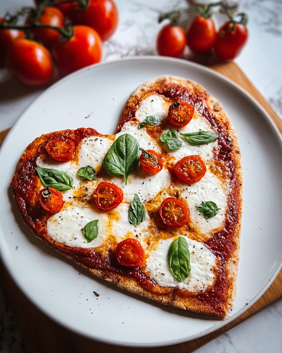 Heart-Shaped Pizza with Marinara, Mozzarella, and Assorted Toppings Recipe - Recipe Image