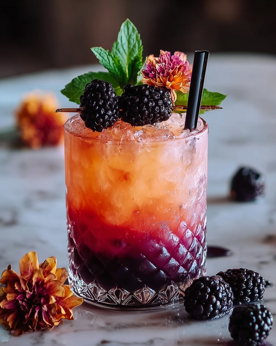 Halloween Mocktail with Kombucha and Blackberries Recipe - Recipe Image