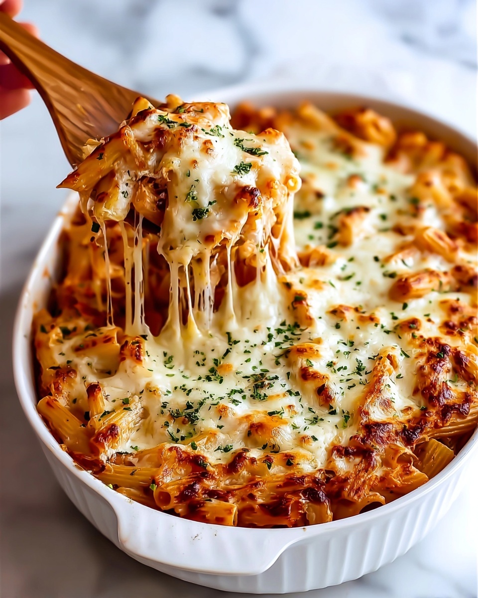 Homemade Chicken Parmesan Baked Ziti Casserole Recipe - Recipe Image