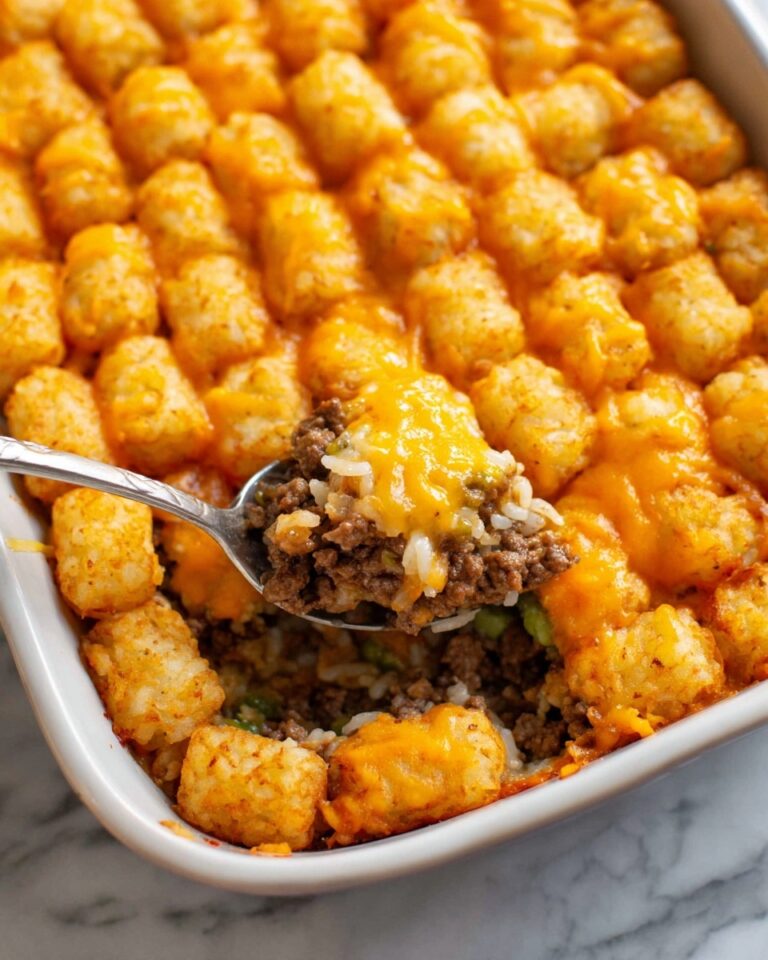 Sloppy Joe Casserole with Cheddar and Tater Tots Recipe