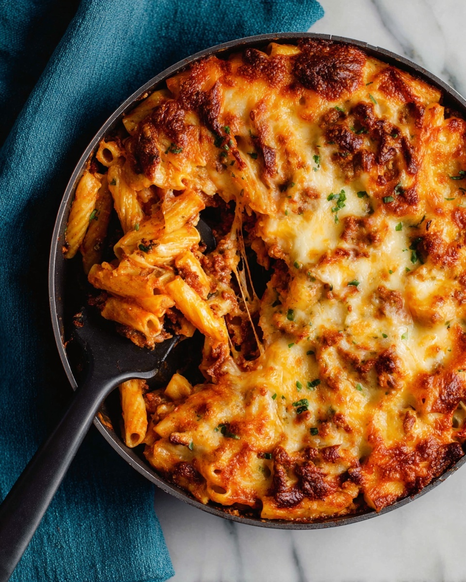 Skillet Baked Cheesy Bacon Penne Recipe - Recipe Image