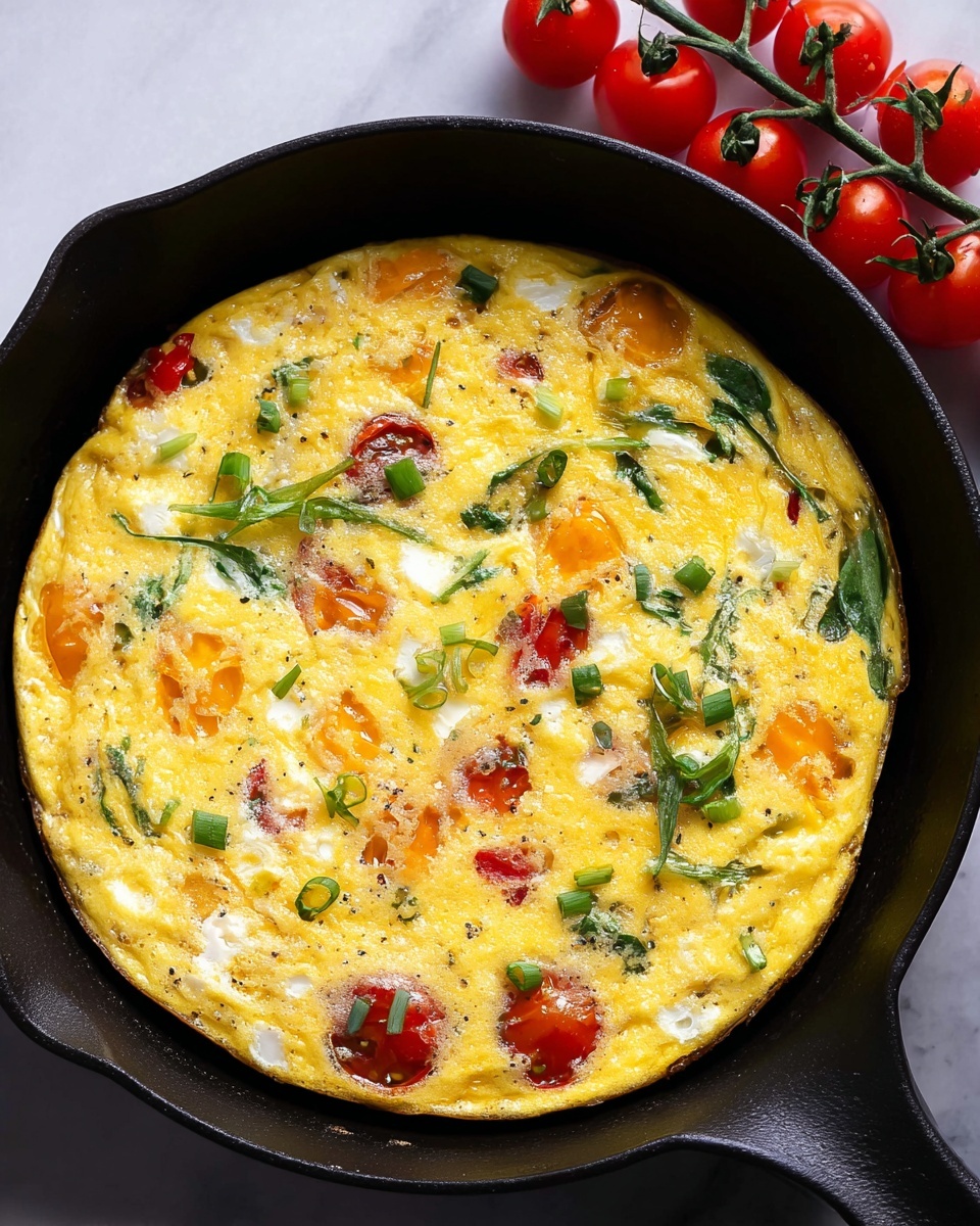 Easy Frittata with Cherry Tomatoes, Bell Peppers, and Mozzarella Recipe - Recipe Image
