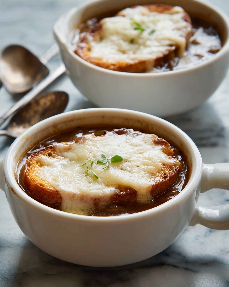 French Onion Soup with Baguette and Gruyère Recipe - Recipe Image