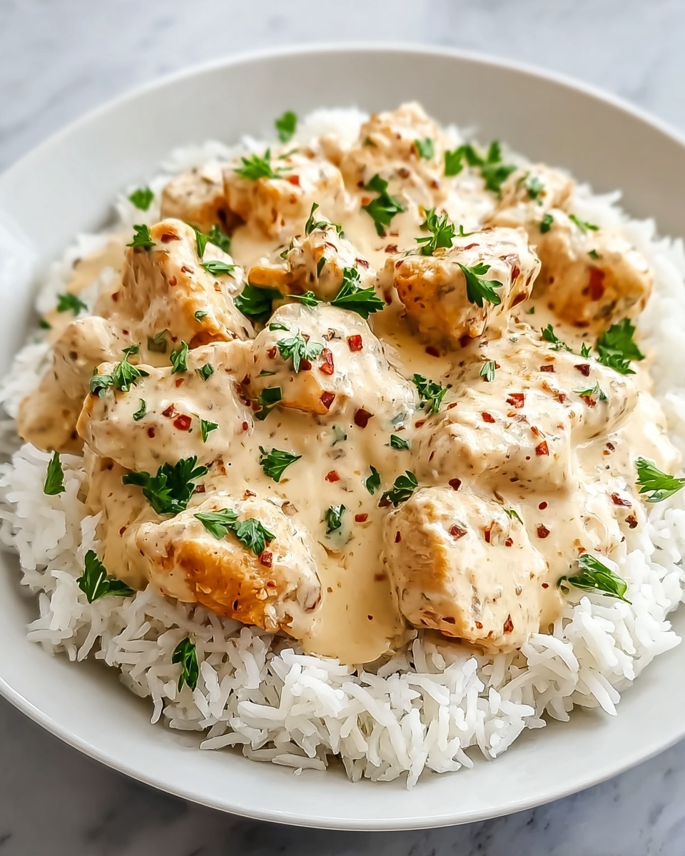 Irresistibly Creamy Smothered Chicken and Rice Recipe - Recipe Image
