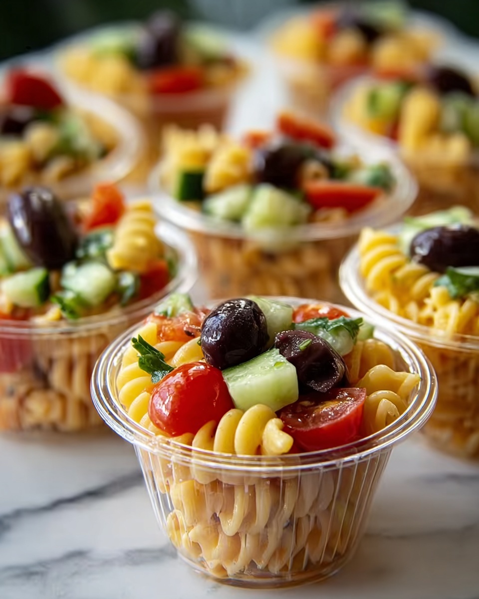 Fun and Flavorful Pasta Salad Cups: The Perfect Party Appetizer Recipe - Recipe Image