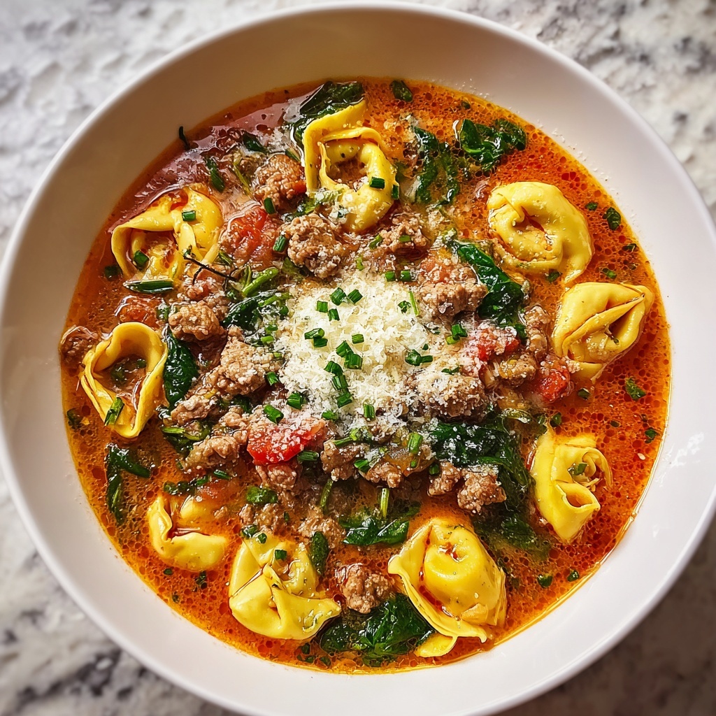 Spicy Sausage and Tortellini Soup Recipe - Recipe Image