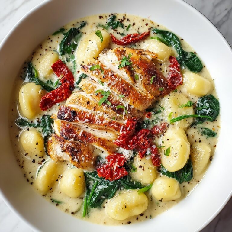 Asiago Chicken Gnocchi with Sun-Dried Tomatoes and Spinach Recipe