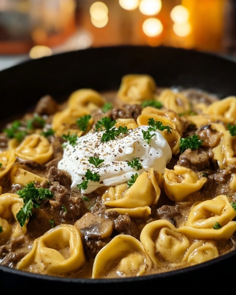 One-Skillet Beef Stroganoff Tortellini Recipe