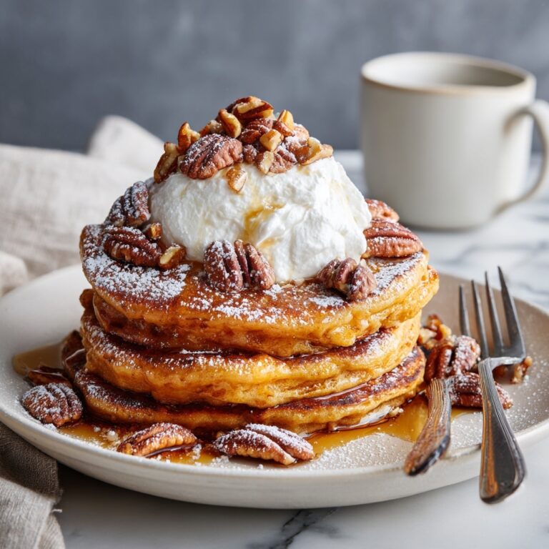 Sweet Potato Pancake Stacks with Mascarpone and Candied Pecans Recipe