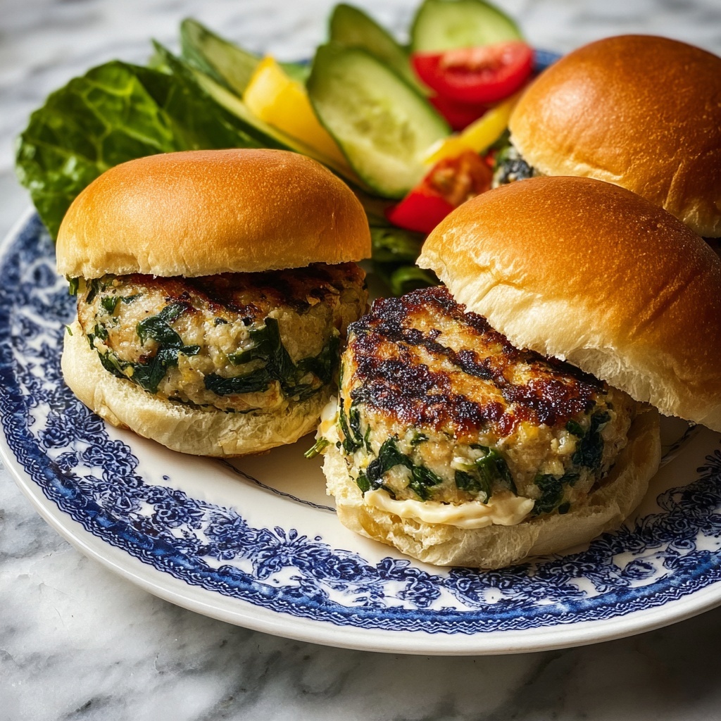 White Cheddar Spinach Chicken Burgers Recipe - Recipe Image