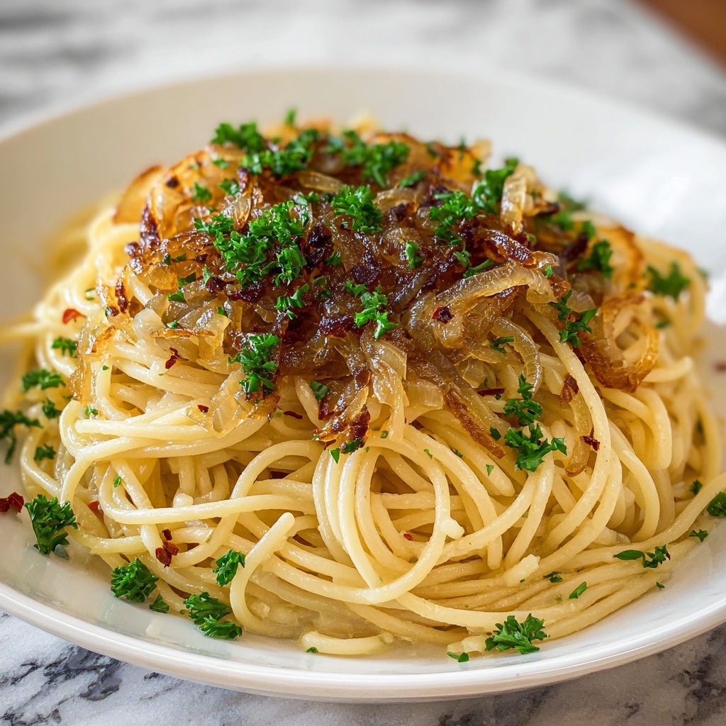 Vegan Caramelized Onion Pasta Recipe - Recipe Image
