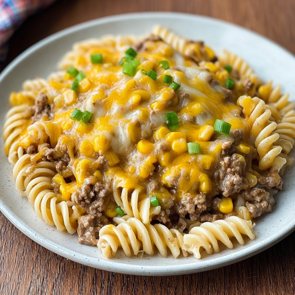 Loaded Cheddar Ranch Beef and Sweet Corn Rotini Bake Recipe - Recipe Image