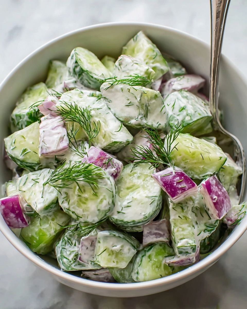 Creamy Fresh Cucumber Salad Recipe - Recipe Image