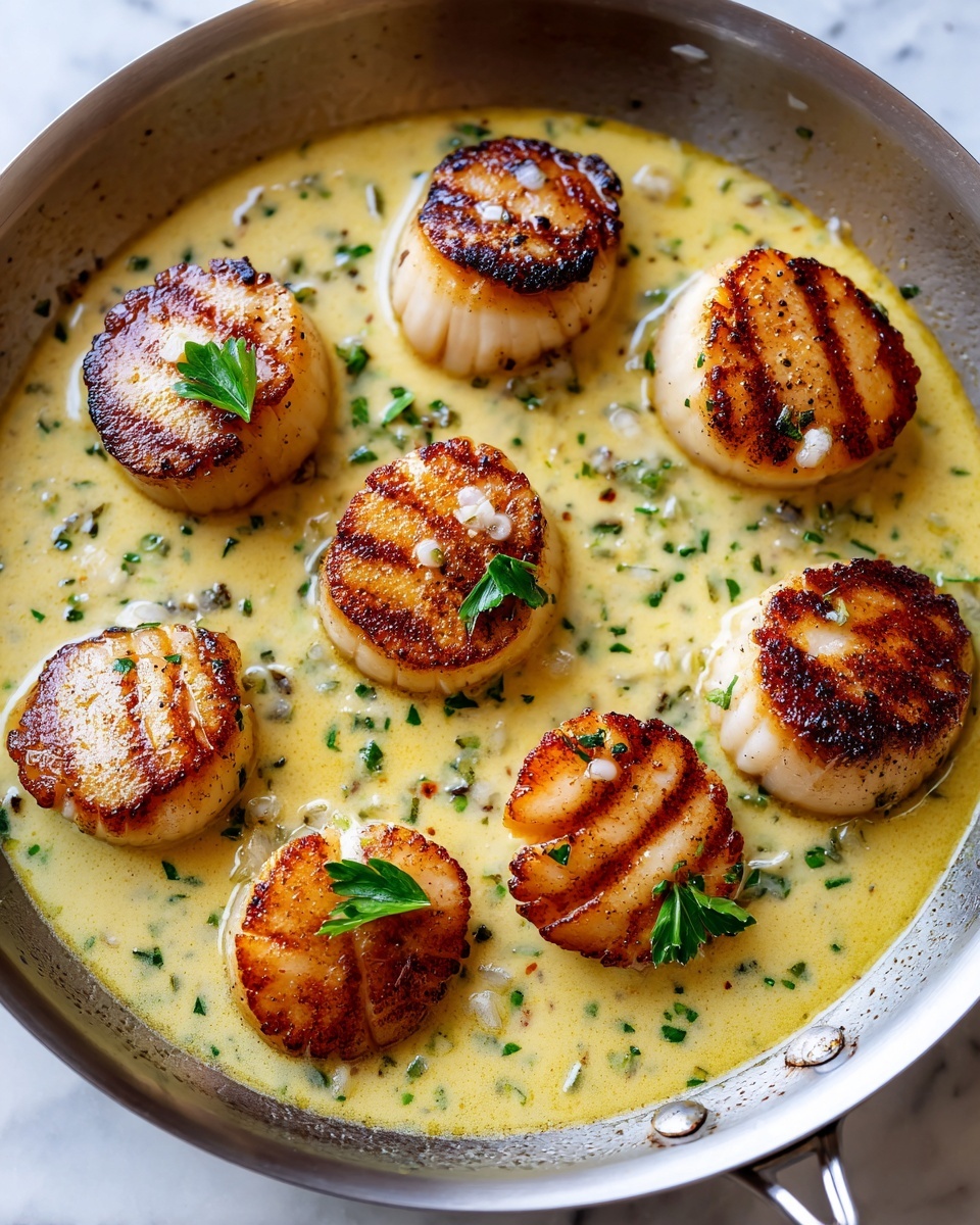 Creamy Lemon Garlic Pan-Seared Scallops Recipe - Recipe Image