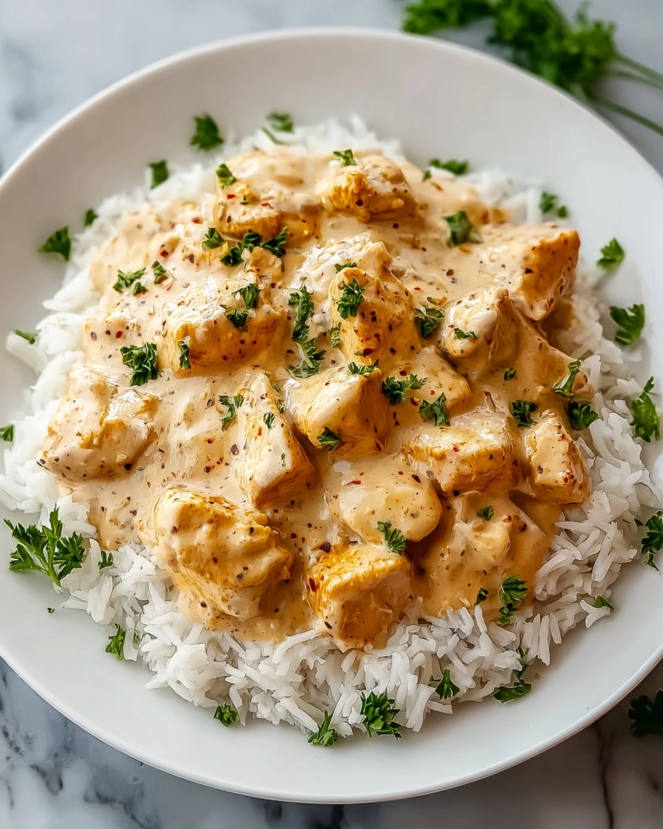 Irresistibly Creamy Smothered Chicken and Rice Recipe - Recipe Image
