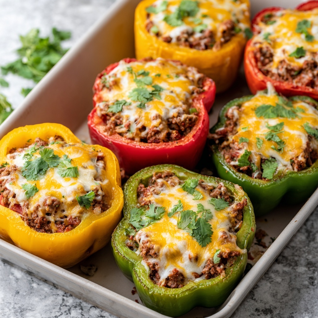 Stuffed Bell Peppers with Cauliflower Rice and Cheddar Recipe - Recipe Image
