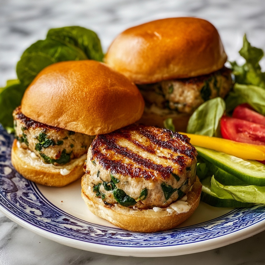 White Cheddar Spinach Chicken Burgers Recipe - Recipe Image