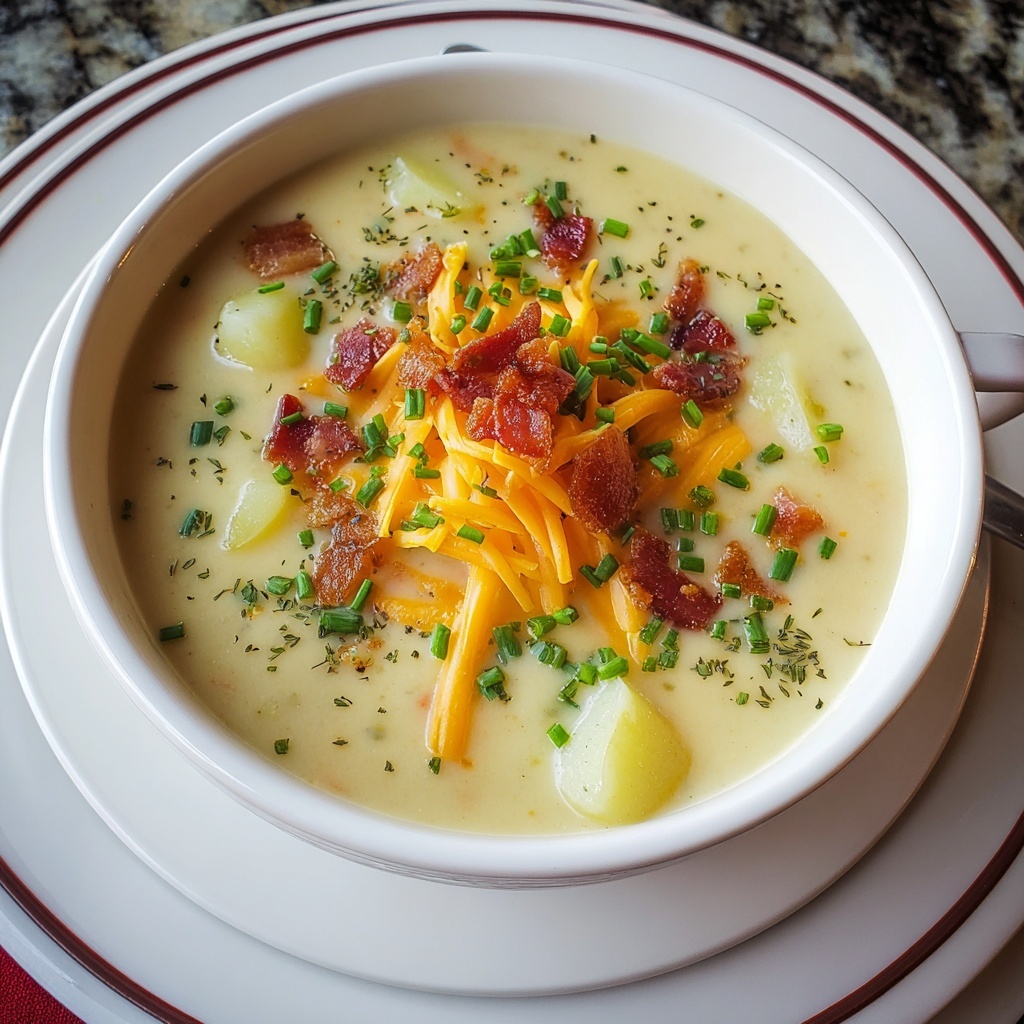 Creamy Potato Soup with Cheddar, Bacon, and Green Onions Recipe - Recipe Image