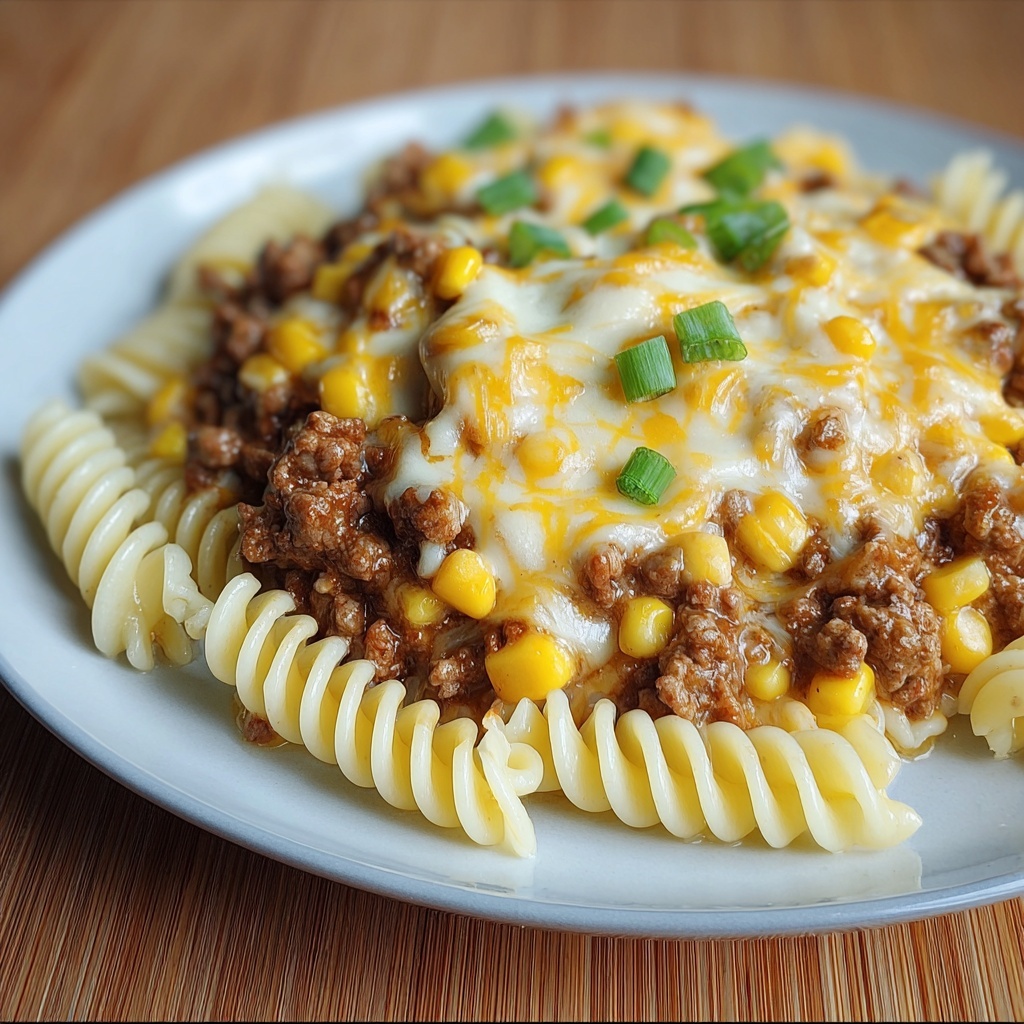 Loaded Cheddar Ranch Beef and Sweet Corn Rotini Bake Recipe - Recipe Image