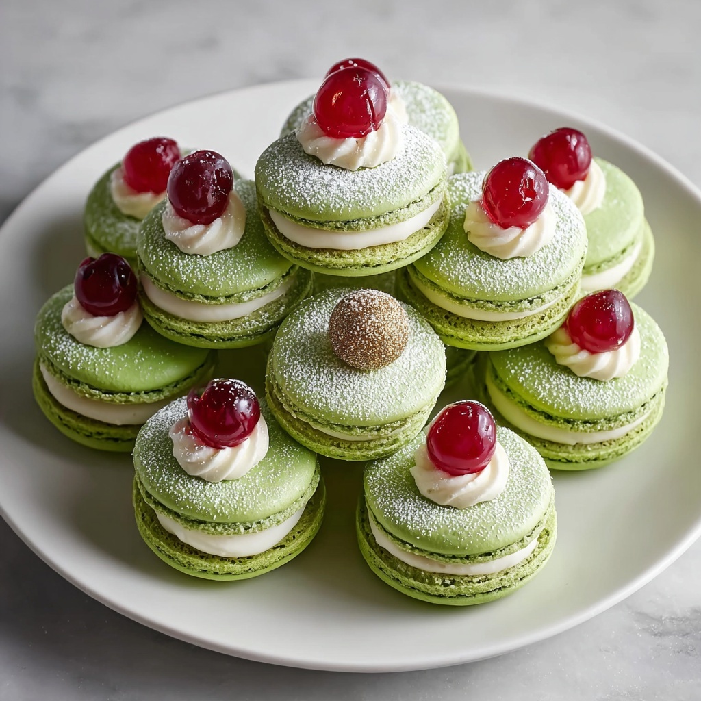 Christmas Tree Macarons with Festive Decorations Recipe - Recipe Image