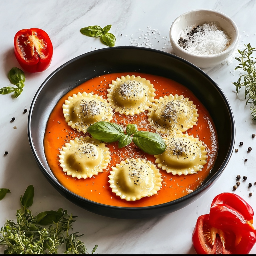 Roasted Red Pepper Ravioli Soup Recipe - Recipe Image