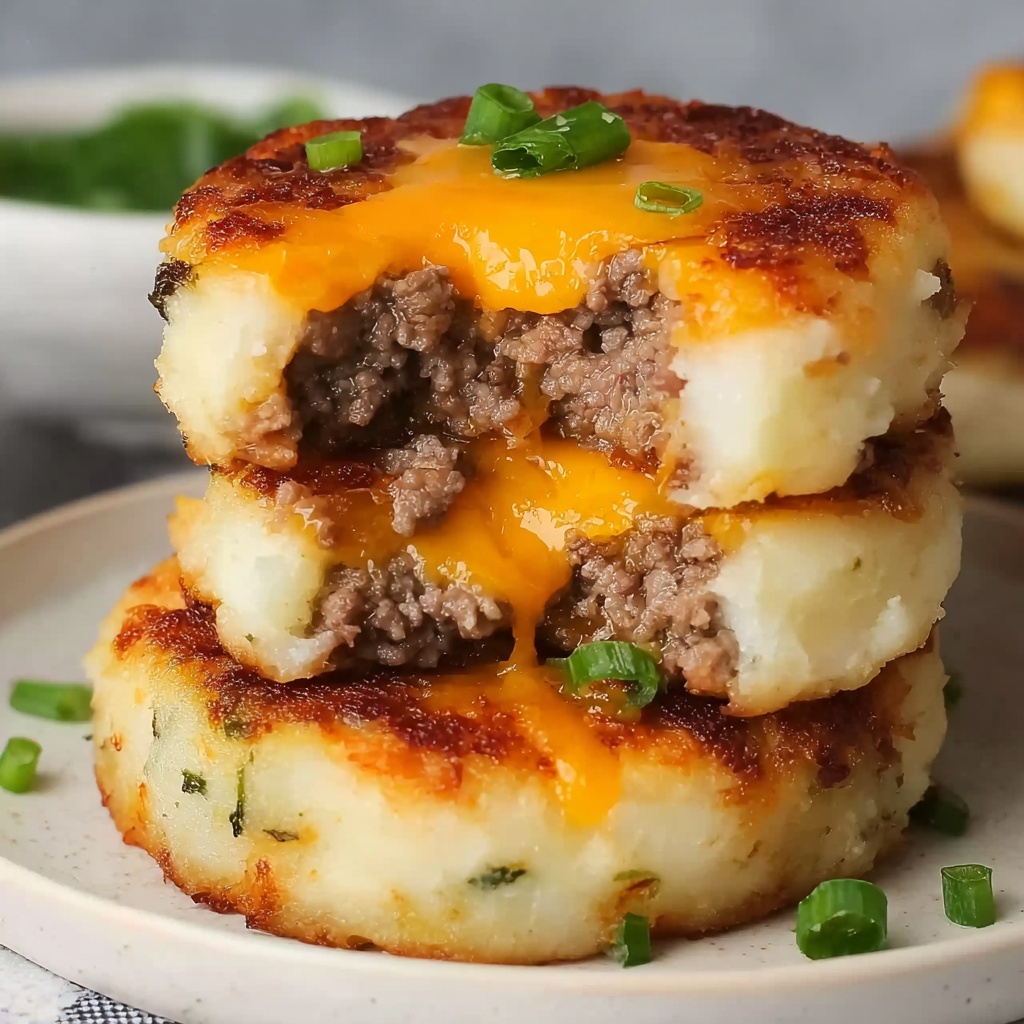 Cheesy Beef Stuffed Potato Cakes Recipe - Recipe Image