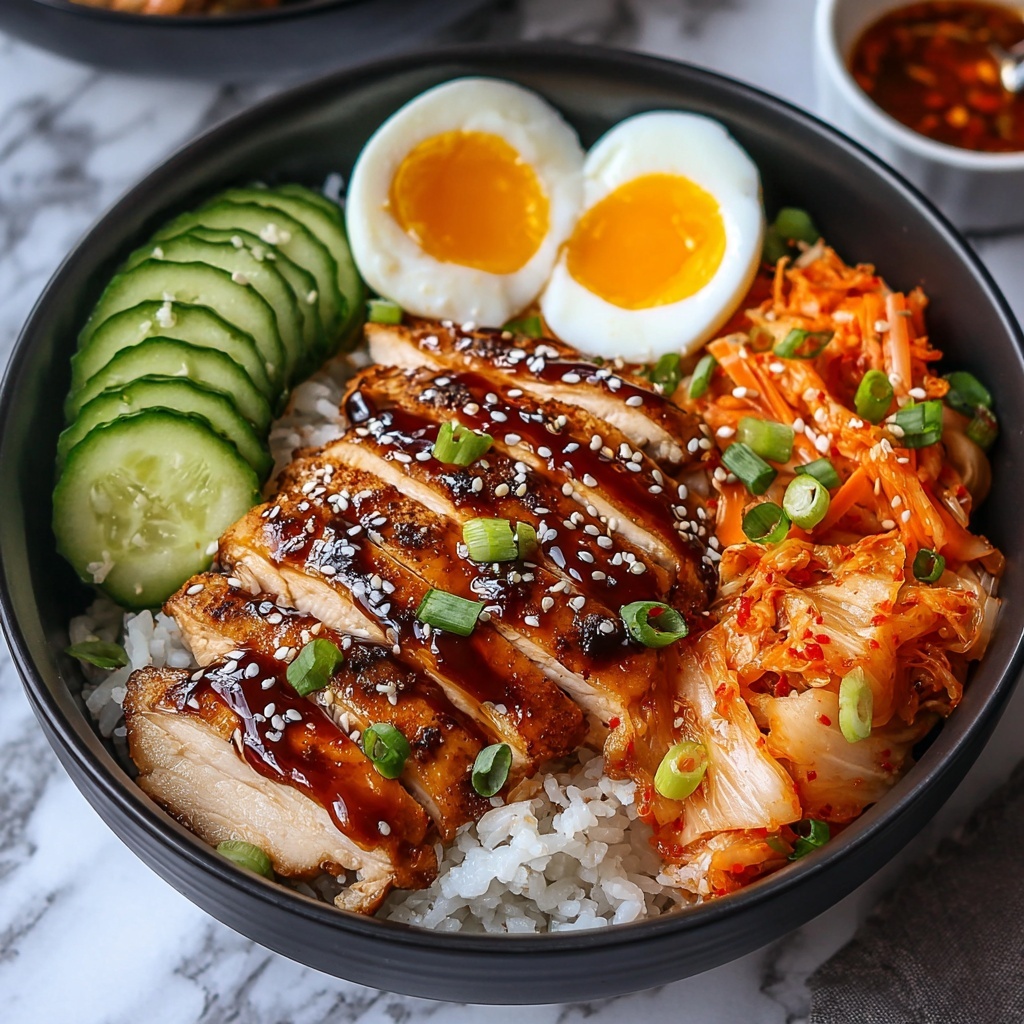 Korean BBQ Chicken & Kimchi Rice Bowls Recipe - Recipe Image