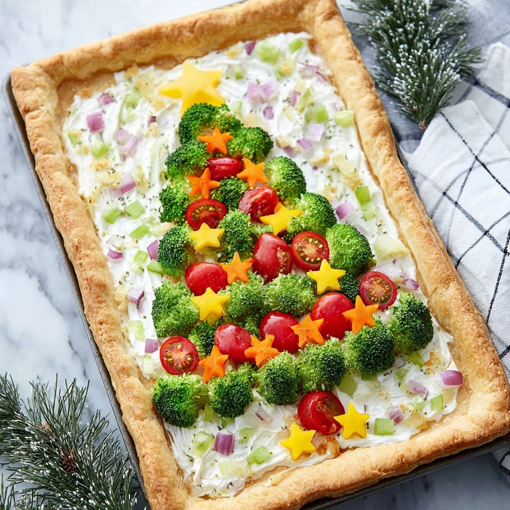Easy Christmas Veggie Tree Pizza Recipe - Recipe Image