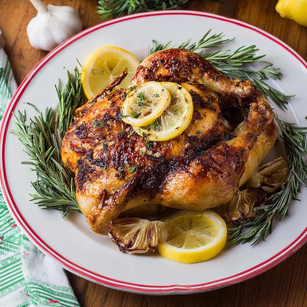 Holiday Roasted Chicken with Garlic, Lemon, and Herbs Recipe - Recipe Image