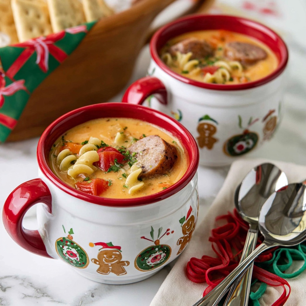 Christmas Soup Recipe with Pasta, Cheese, and Sausage Recipe - Recipe Image
