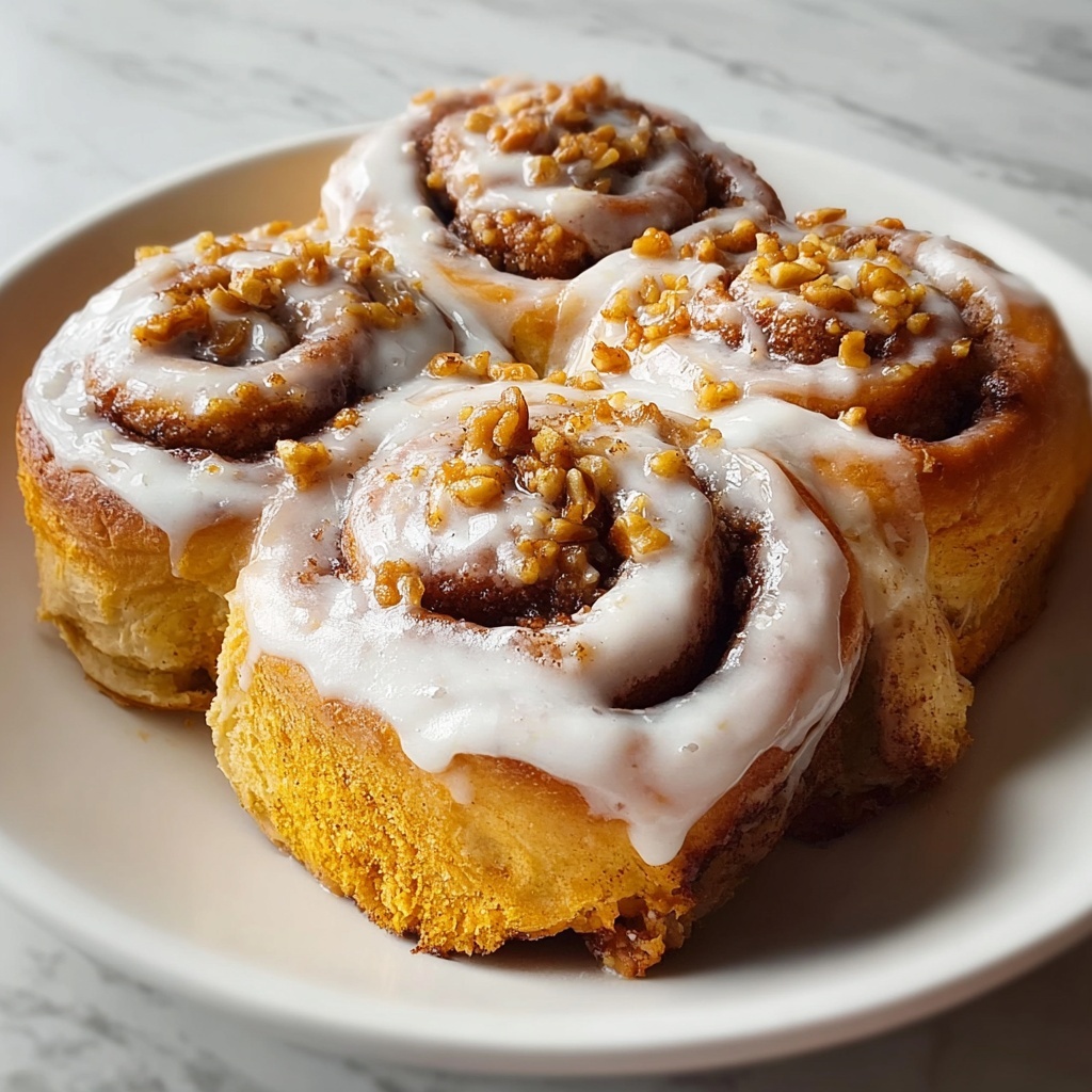 Soft Pumpkin Cinnamon Rolls with Maple Cream Cheese Frosting Recipe - Recipe Image