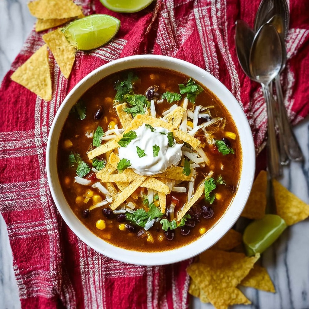 Slow Cooker Black Bean Tortilla Soup Recipe - Recipe Image