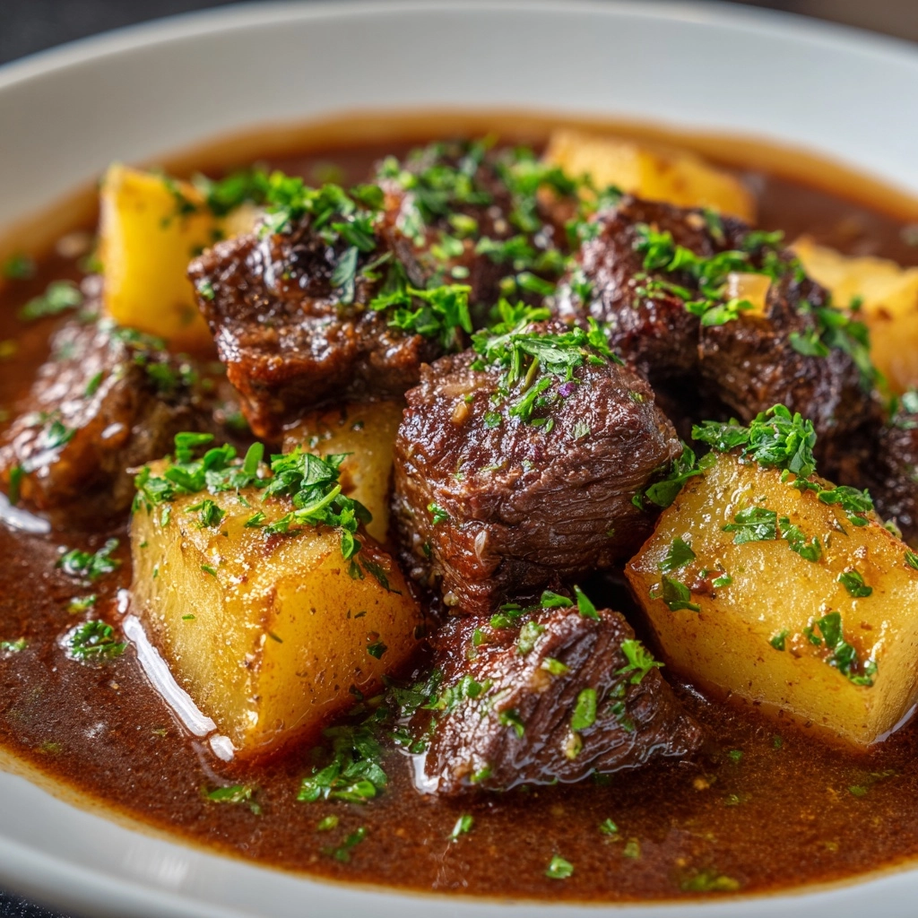 Slow Cooker Steak and Cheddar Potato Casserole Recipe - Recipe Image