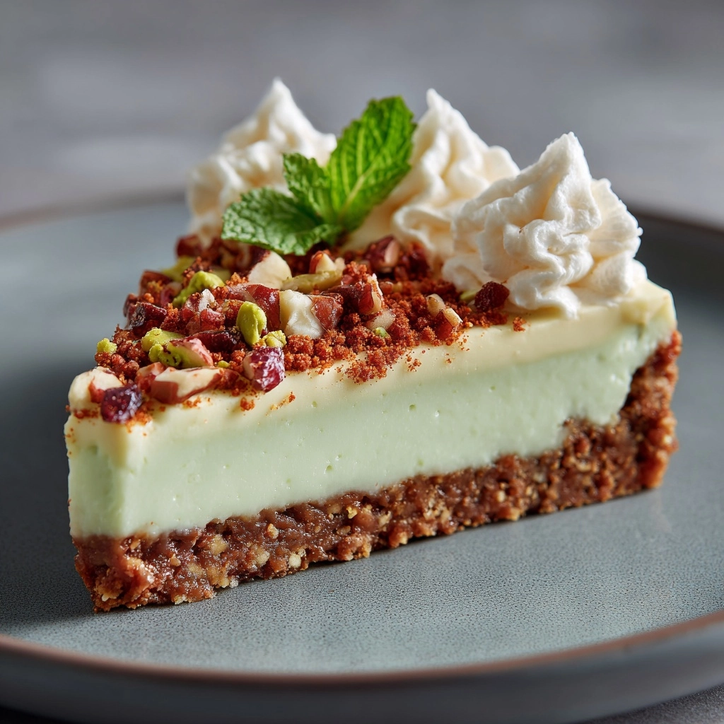 Pistachio Cheesecake with Almond Crust Recipe - Recipe Image