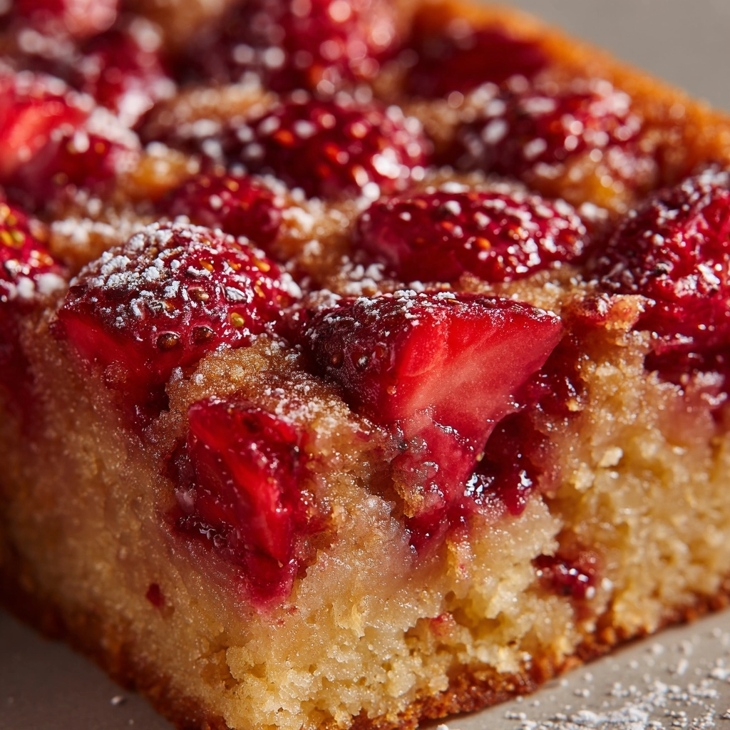 Nana’s Strawberry Rhubarb Cake Recipe - Recipe Image