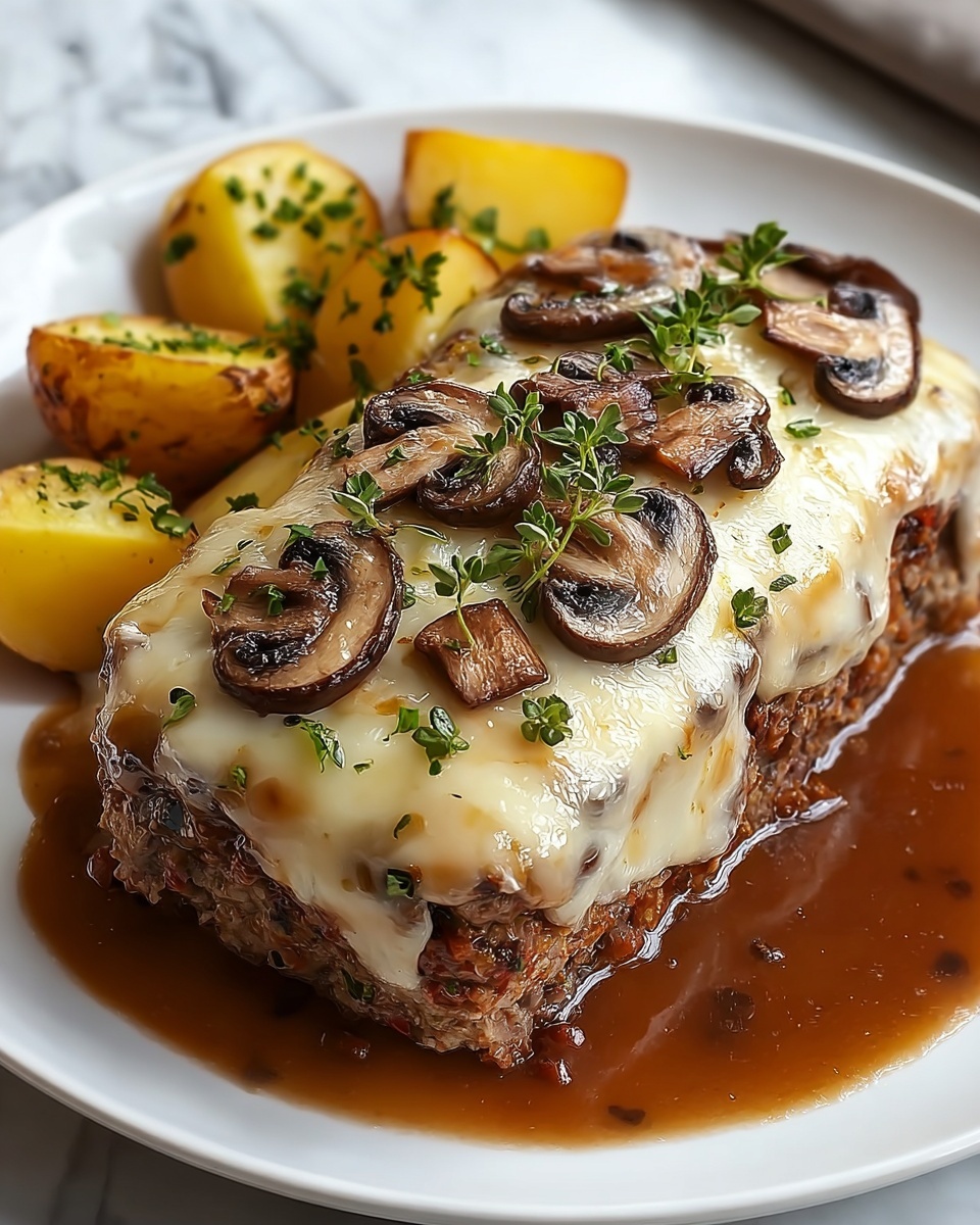 Mushroom Swiss Cheese Meatloaf Recipe - Recipe Image