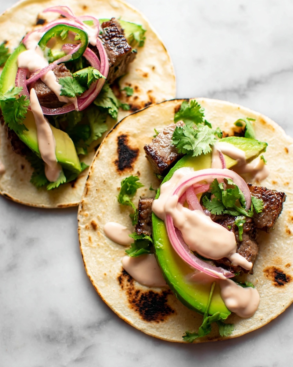 Steak Tacos with Chipotle Mayo and Fresh Toppings Recipe - Recipe Image